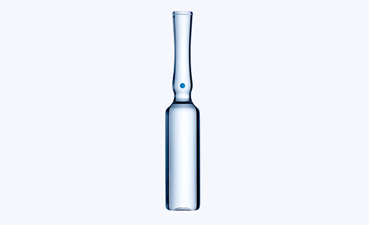 Clear glass ampoule for drug storage