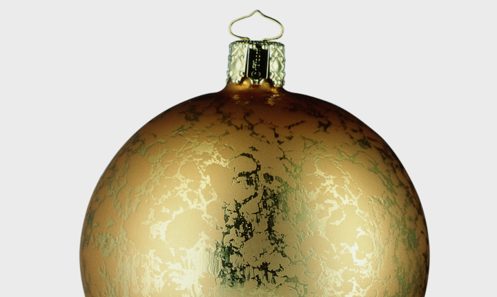 Flecked gold glass Christmas ornament made with AR-GLAS®