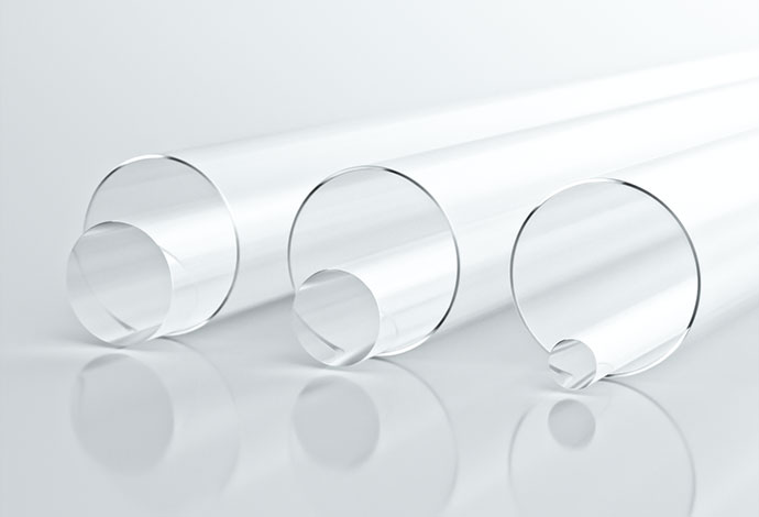 A selection of clear glass tubes made from AR-GLAS®