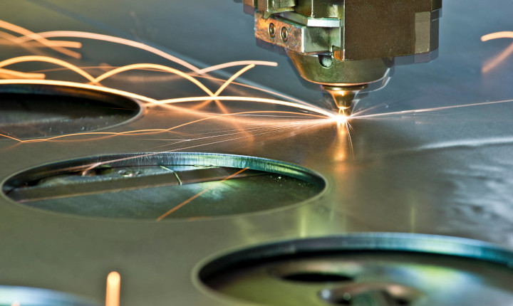 Laser light emitted from industrial cutting equipment