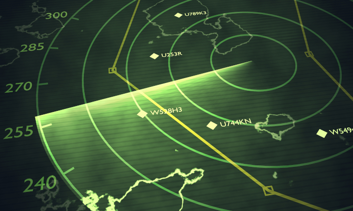 Green Radar display showing outlines of land