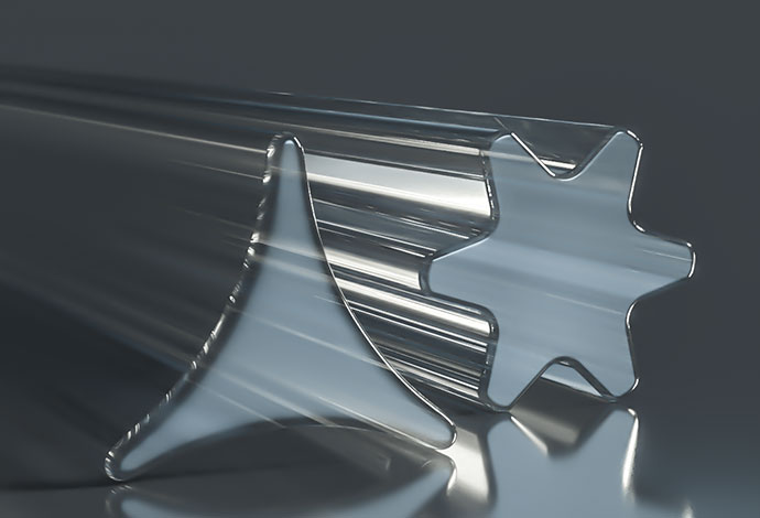 A clear, star-shaped and a clear, triangle-shaped profiled tube made from SCHOTT CONTURAX® glass
