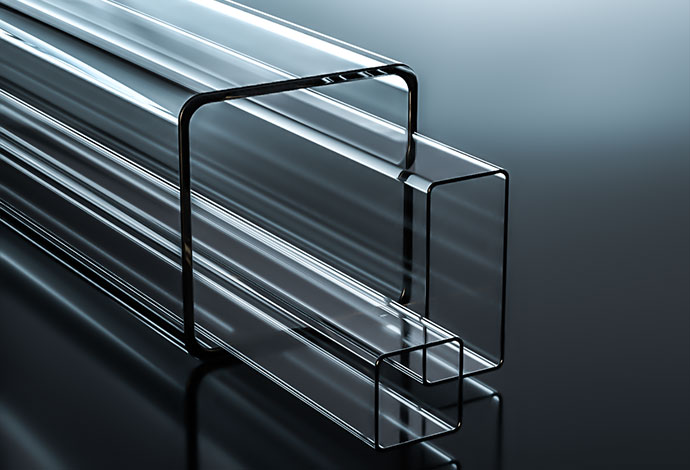 A selection of clear rectangular tubes made from SCHOTT CONTURAX® 