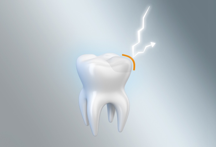 Illustration of a white tooth repelling impact
