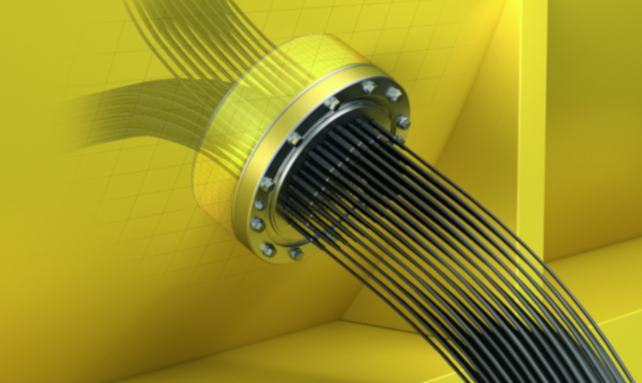 Illustration of the lead-through plate of a hydrogen gas-cooled generator