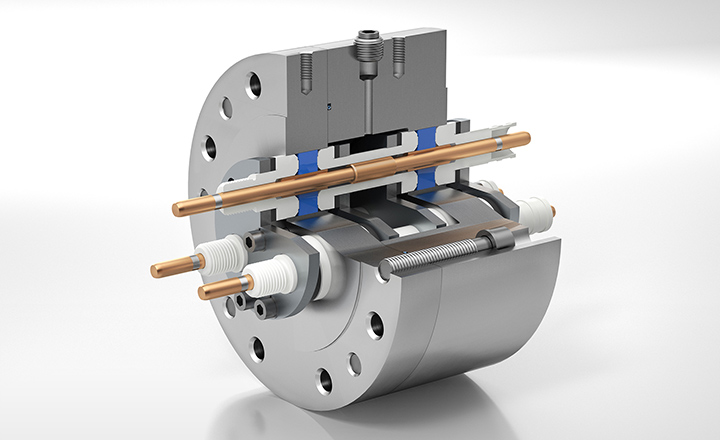 Cutaway view of a SCHOTT Eternaloc® Liquefied Gas Terminal Header