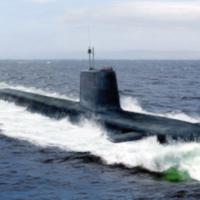 Nuclear-powered submarine on sea surface