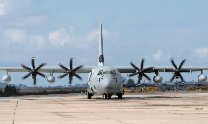 transport aircraft on the runway