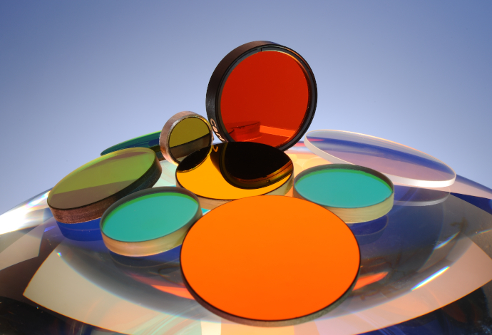 Collection of glass discs of different colors