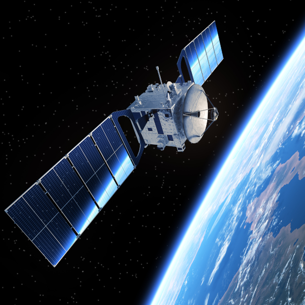 Satellite in space in orbit around the Earth