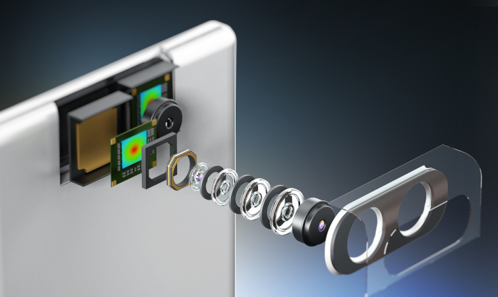 Illustration of the components of a digital smartphone camera