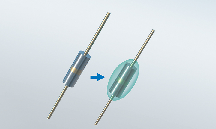 Illustration showing the protection of a single-chip diode