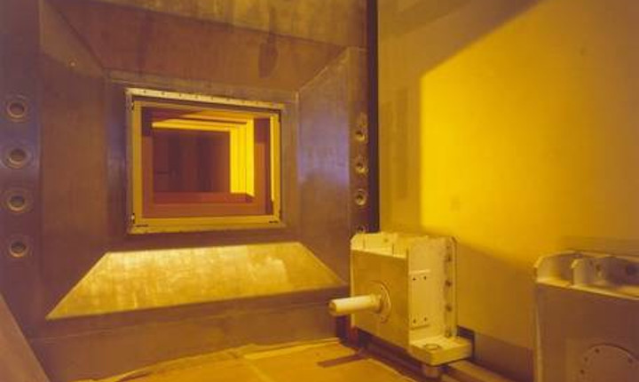 Interior of a nuclear facility with window made of radiation shielding glass
