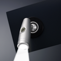 Polaris Angled small silver reading light for aviation lighting by SCHOTT