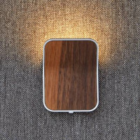 Small silver Sapphire reading light with wood effect for aviation lighting by SCHOTT
