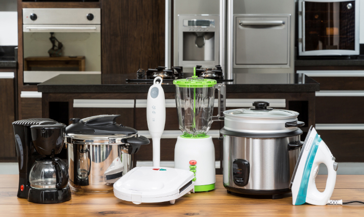 A range of small domestic kitchen appliances