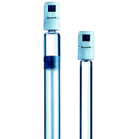 Two clear glass SCHOTT syriQ glass syringes, one with plunger