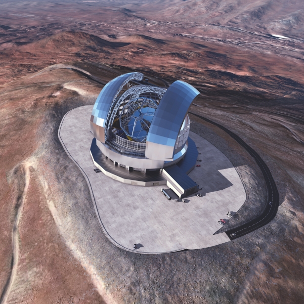 The ELT (Extremely Large Telescope) observatory on the Cerro Armazones mountain in Chile