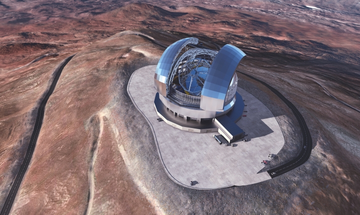 The ELT (Extremely Large Telescope) observatory on the Cerro Armazones mountain in Chile