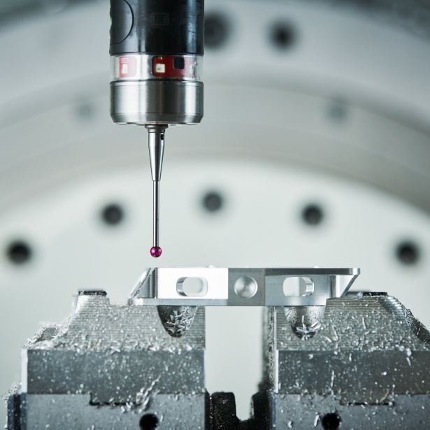 Precision probe sensor on industrial metalworking equipment