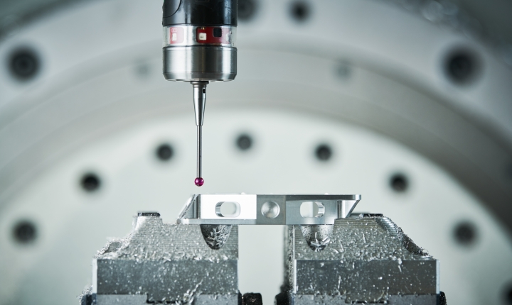Precision probe sensor on industrial metalworking equipment
