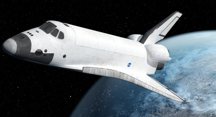 SCHOTT glass products and coatings withstand the harsh environment of space Space shuttle flying away from the Earth