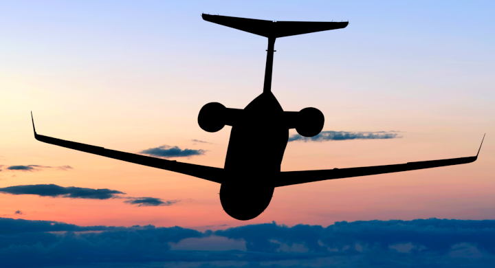 SCHOTT plays a key role in the aviation, astronomy and aerospace industries Aircraft in the sky flying into the sunset
