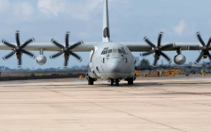 Transport aircraft on the runway
